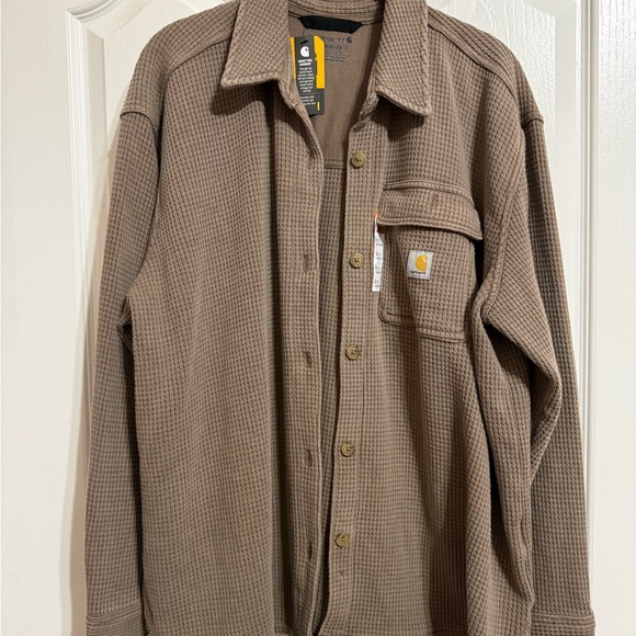 Carhartt Tops - Carhartt Men's Tan Waffle Knit Shirt Jacket